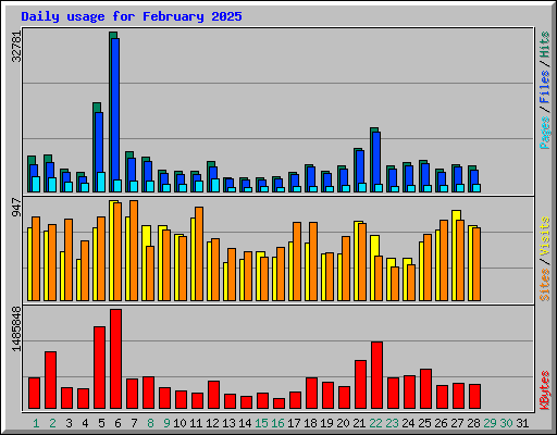 Daily usage for February 2025
